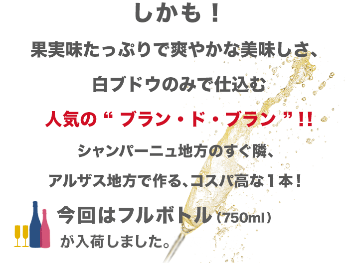 泡好きソムリエが選んだお値打ちスパークリング！フルボトルとハーフボトルが入荷！
